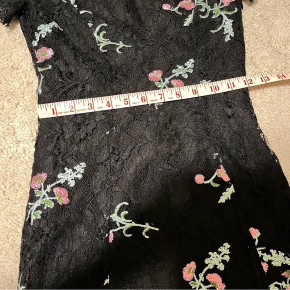 Lulu's Wayf Black Mini Valentine’s Date night Dress with Pink Floral Pattern - Picture 9 of 10